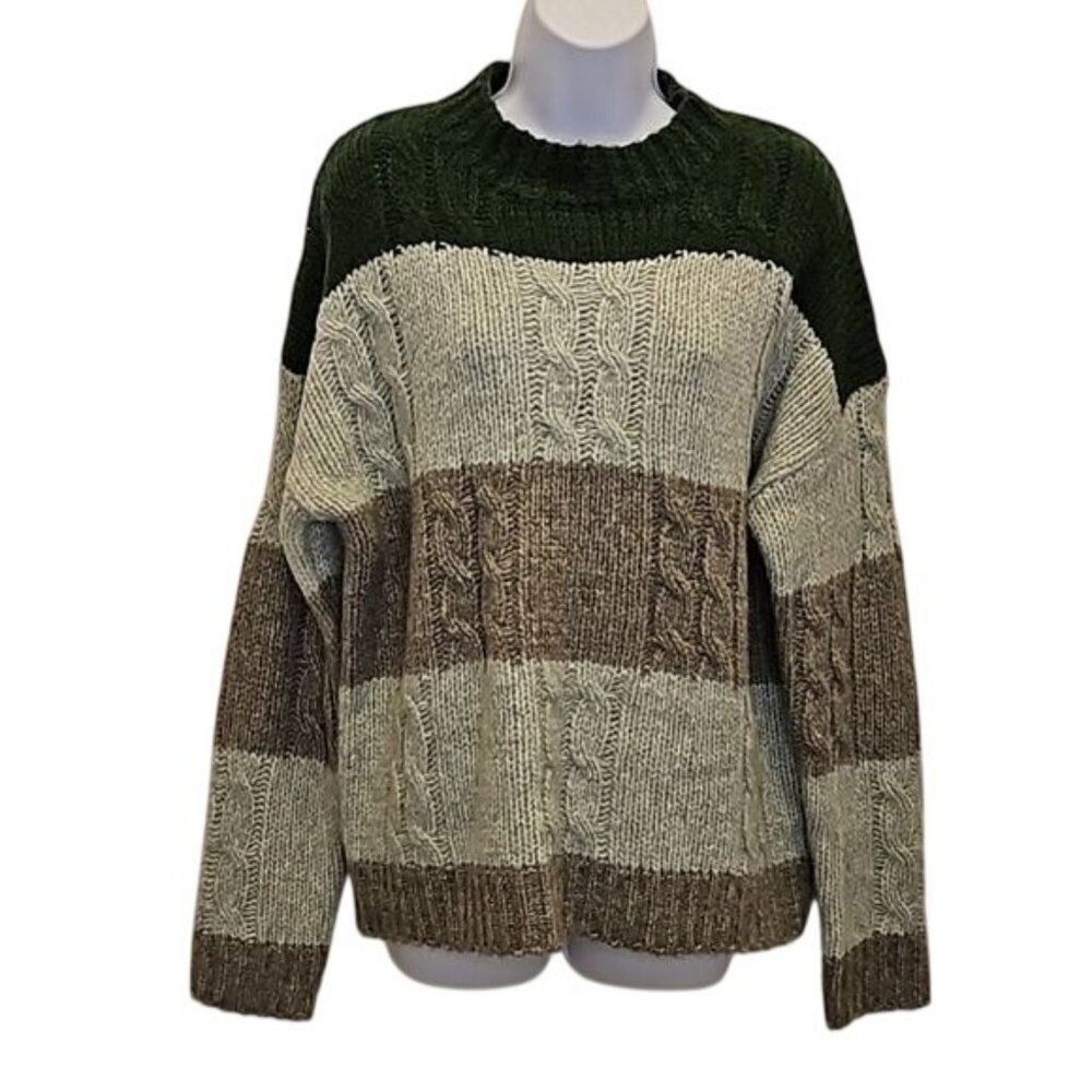 Doe & Rae Oversized Chunky Sweater Large New Colorblock Women's Comfort
